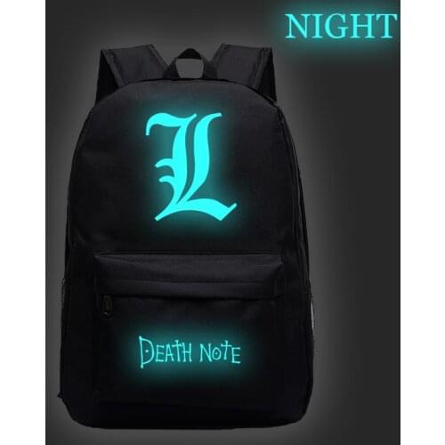 Death Note Luminous Backpack Children Anime Schoolbags Movies DEATH NOTE Letter Prints Mochilas Teens Book Bag Students Rucksack