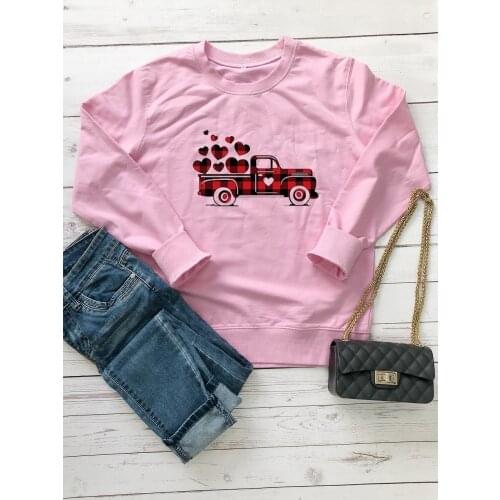 Valentines Day Gift Plaid Prined Colored Sweatshirt Fashion 100% Cotton Grunge Splicing Car Valentines gift Jumper Crewneck