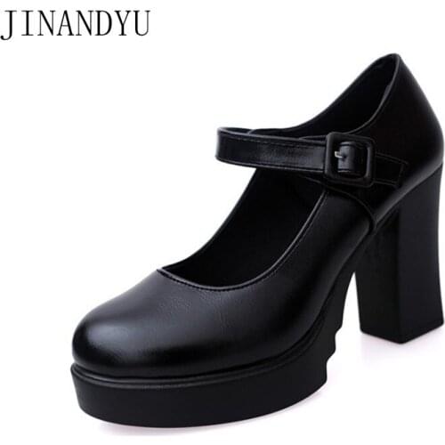 Platforms High Heels Women Pumps New Cosy Dress Woman 9cm Block Heels Black Burgundy Chunky Heel Women Shoes with Thick Heels
