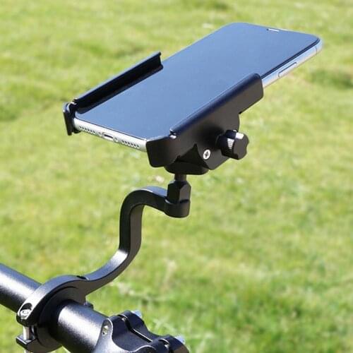 Universal Aluminum Bike Phone Holder Bike Phone Mount Holder Anti Slip Handlebar Clip Rearview Mirror Stand For 3.5-6.5" Phone
