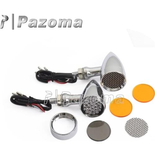 Chrome 10mm LED Smoke Amber Lens Universal Motorcycle Motorbike Turn Signal Light Moto Indicator Lamp Fit 10mm Bolt Hole Fairing