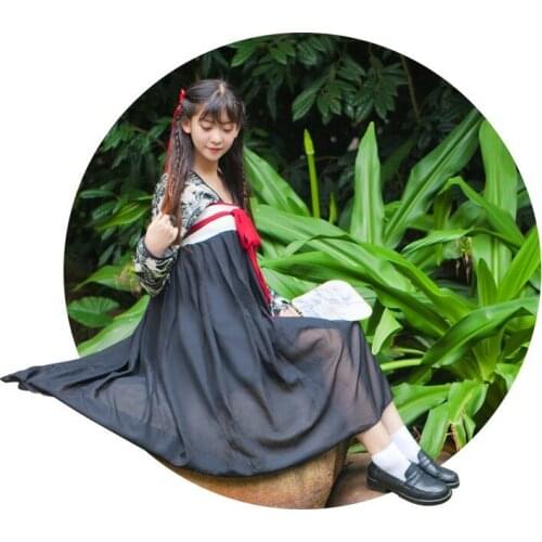 Chinese Tradition Style Jade Hare-the moon Rabbit Printing Vintage Dress 2pcs Set Long Sleeves Tops+Dress Mori