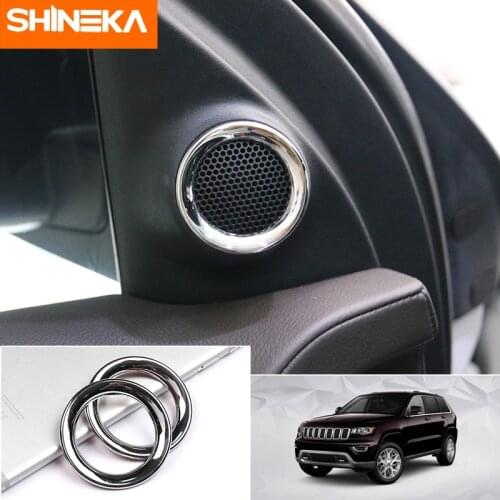 SHINEKA Interior Mouldings For Jeep Grand Cherokee 2011+ Door Stereo Speaker Cover Trim Ring Car Styling For Jeep Grand Cherokee
