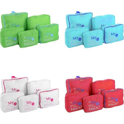 5Pcs Set Waterproof Travel Clothes Storage Bags Luggage Organizer Pouch Packing Storage Bags