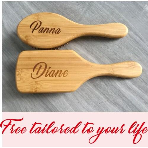 High-end custom Personalised Hairbrush ,Custom engraved wooden comb gift anti-static hair Engraved wooden Baby Hair Brush Massag