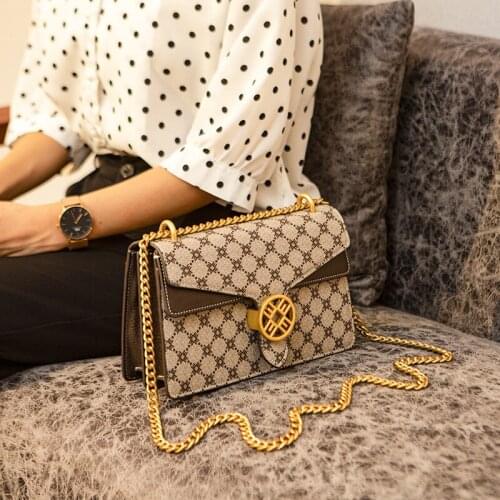 Genuine Leather Women Flaps 2021 New Fashion Plaid Chain Crossbody Bag Ladies Designer Handbags Sac De Luxe Femme Marque Cc