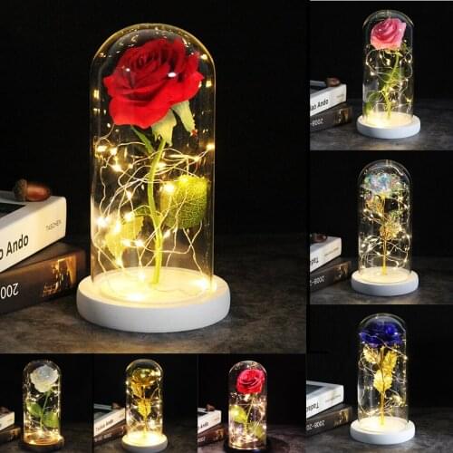 ZK20 Drop shipping Galaxy Rose Artificial Flowers 24K Foil Plated Gold Rose Flowers Wedding Decor Creative Valentines Day Gift