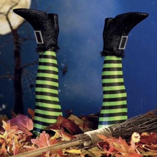 1 Pair Halloween Witch Legs Yard Stake Halloween Decor Props Indoor Outdoor Horror Wicked Witch Legs Home Bar Ornament
