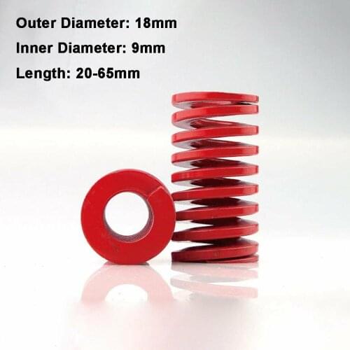 1Pcs Red Medium Load Compression Spring Outer Diameter 18mm Inner Diameter 9mm Loading Die Mold Spring Length 20-65mm