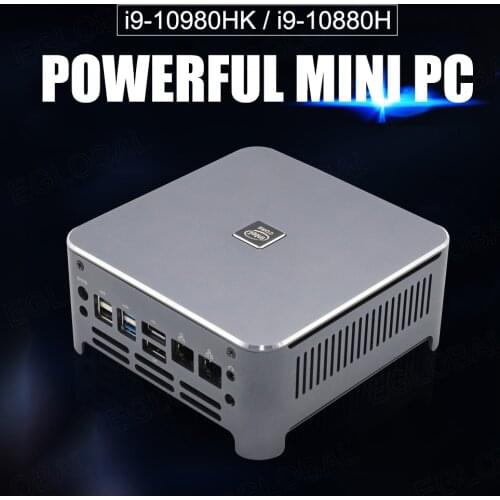 10th Gen Intel Core Mini PC i9 10880H Barebone Windows 10 Linux 2*DDR4 2*M.2 2*Lan AC WiFi BT DP HDMI 4K Computer HTPC NUC