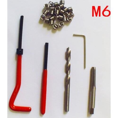 30pcs Car Pro Coil Drill Tool Metric Thread Repair Insert Kit M6 for Helicoil Car Repair Tools Coarse Crowbar