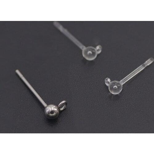 50PCS Transparent Stud Earrings For Jewelry Making ,Women Ear Plug Resin Earrings Base Setting DIY Jewelry Components