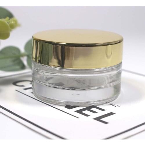 50pcs Transparent glass jar cream jar with shiny gold silver aluminum lid