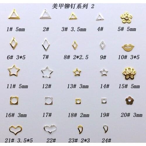 500pcs/bag Japanese 3D Nail Art Deco Parts Alloy Stud Rivet Hollow Drop Heart Star Nail Accessories DIY Nail Supplies