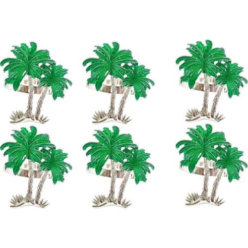 6 Pcs Coconut Tree Napkin Rings,Napkin Rings Holders Green Plant Serviette Holders for Party Wedding Dinner Table Decor