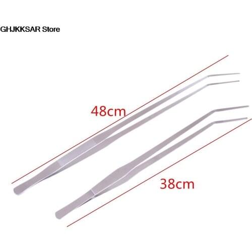 Aquarium Live Tank Straight Curve Plant Tweezers Long Tongs Stainless Steel Plant Shrimp Reef Tank Crooked Tweezer 38cm/48cm