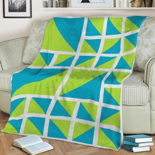 Abstract Geometric Pattern 3D Printed Velvet Plush Throw Fleece Blanket Bedspread Sherpa Blanket Home Decora