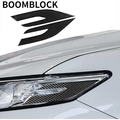 BOOMBLOCK Car Front Headlight Eye Edge Cover Carbon Fiber Sticker Trim Decoration Accessories Styling For Toyota Camry 2018 2019