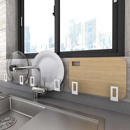 Cutting Boards Storage Holder Pot Lid Plate Holder Rack Pan Cover Wall Mount Hanging Rack Kitchen Utensil Organizer Hanger Hooks