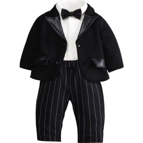 2021 Children Suit Baby Boys Clothes Newborn Tracksuit Formal Dresses Shirt+Pant+Coat+Cravat 4Pieces Costumes For Children 0-5Y