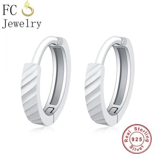 FC Jewelry 100% 925 Silver Circle Geometric Faceted Square Stud Earring For Women Accessories Ring Ear Christmas Oorbellen 2019