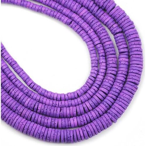 Purple Volcanic Lava Beads Natural Stone Flat Round Spacer Loose Beads For Jewelry Making 4/6/8MM DIY Bracelets Necklace 15