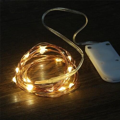 Copper Led Fairy Lights 2M 20 Leds CR2032 Button Battery Operated Garland LED String Light Xmas Wedding Party Decoration