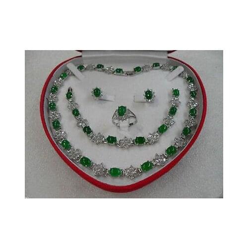 Exquisite Fancy Jewelry New Woman Natural jewelry green gem Earring Bracelet Necklace Ring+( ) kolye piercing