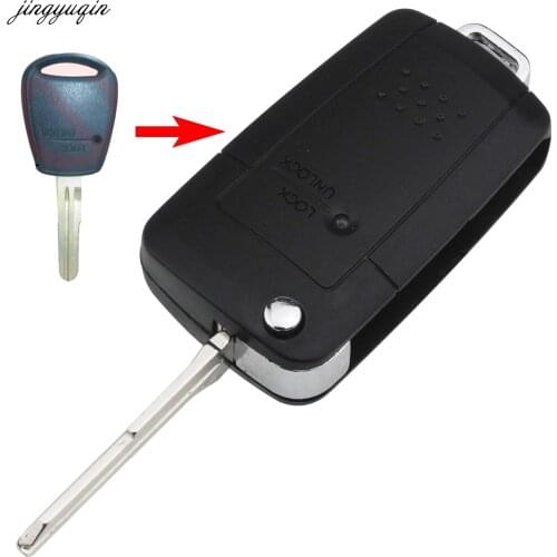 Jingyuqin 10pcs/lot Flip Key Shell for Hyundai hi Getz Accent for Kia Rio Picanto Carens Modified 1 Side Button Key Fob Case