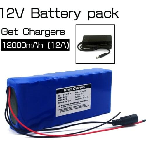 12V 18650 Lithium-ion Battery Pack 12A Protection plate 12000mAh Hunting lamp xenon Fishing Lamp USE+12.6v 3A charger