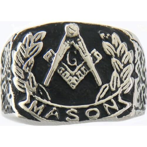 FANSSTEEL Stainless Steel Freemansory Jewelry Master Mason Square and Ruler Masonic Ring FSR11W11