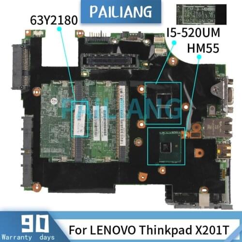 Mainboard For LENOVO Thinkpad X201T I5-520UM Laptop motherboard 63Y2180 09236-1 QM57 DDR3 Tested OK