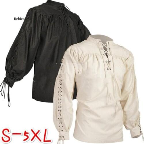 Adult Men Medieval Knight Warrior Costume Green Tunic Clothing Norman Chevalier Braid Viking Pirate Saxon Top Shirt for Men