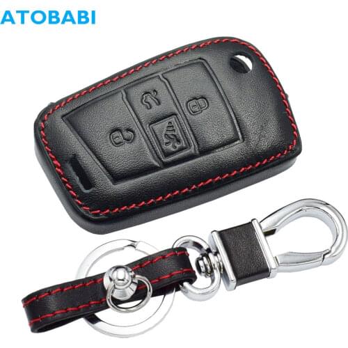 Real Leather Car Key Case For VW Volkswagen MK7 Golf 7 GTI 2017 2018 4 Buttons Folding Remote Fob Cover Keychain Protector Bag
