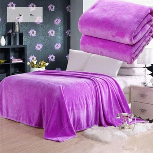 1PCS Bed Blanket Fleece Blankets For Bed Throw Blanket Machine Washable Home Textile Solid 50cm * 70cm Random Color
