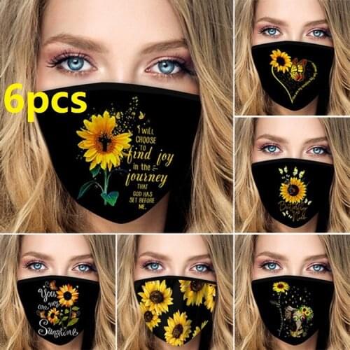 Sunflower 3d Digital Printing Fashion Personality High-elastic Fabric Washable Mask Reusable Halloween Dress Up Mask Easter