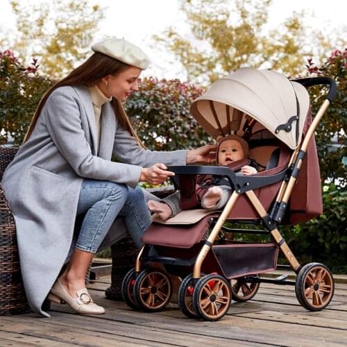 Portable Baby Stroller Folding Travel Pram Can Sit Recline Baby Carriage Anti-vibration Newborn Infant Stroller for 0~3Y