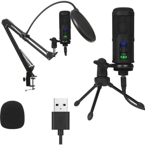 BM-65 Professional USB Condenser Microphone Stand for Recording Karaoke Gaming Adjustable Live Broadcast PC Computer Voice Mic