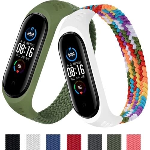 Nylon Strap For Xiaomi Mi Band 5 3 4 Elastic Braided Solo Loop Bracelet Mi5 Mi4 M3 For Xiomi Miband 3 4 5 Replaceable Wristband