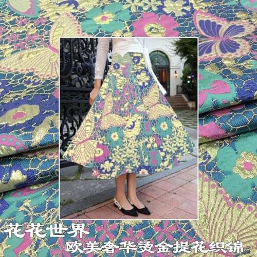 Europe and the United States luxury gold butterfly yarn dyed jacquard clothing fabrics spring and autumn dresses costume fashion