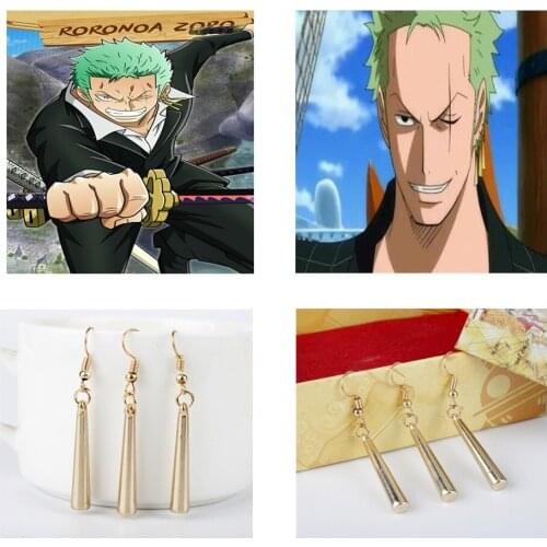 Japan Hot Anime One Piece Hanging Earrings Big Swordsman Roronoa Zoro Style Statement Earrings for Fans