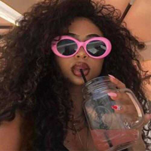 Vintage Designer Small Frame Oval Sunglasses Ladies Plastic Womens Pink Green White Hip Hop Glasses Men Shade Oculos De Sol