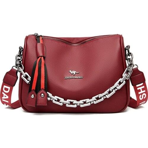 Chain Crossbody Bags for Women Leather Handbags Sac A Main High Quality Travel Female Leather Shoulder Bags Girls Messenger Bag