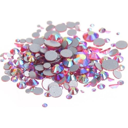 Super Glitter Rose AB Flatback Non HotFix Crystal Rhinestones For Nail Art Glue one Strass Shoes And Dancing Decoration