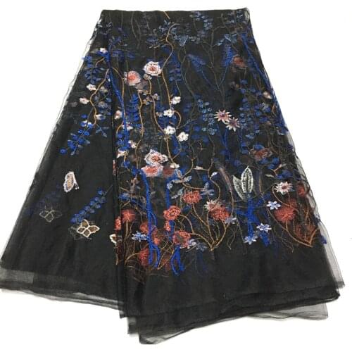 Navy Blue African Lace Fabric High Quality Embroidery 2021 French Tulle Lace Fabric Nigerian Lace Fabric For Wedding Dress M1553