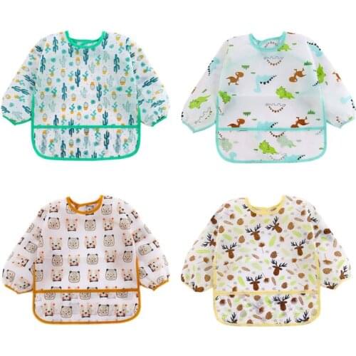 Unisex Waterproof Feeding Bibs with Sleeves Painting Apron for Infant Toddler New Dropship