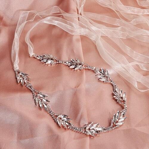 Vintage Crystal Rose Gold Wedding Belt Luxury Rhinestone Bridal Belt Handmade Wedding Accessories Beaded Belt For Prom Party