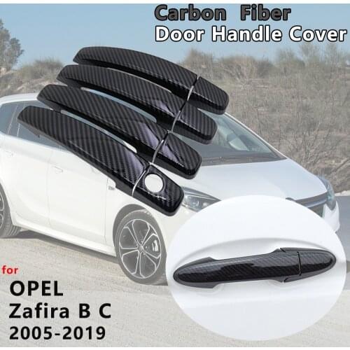 Exterior Gloss Black Carbon Fiber Door Handle Cover Car Accessories for Opel Zafira B C Family Vauxhall Tourer Present 2005~2019
