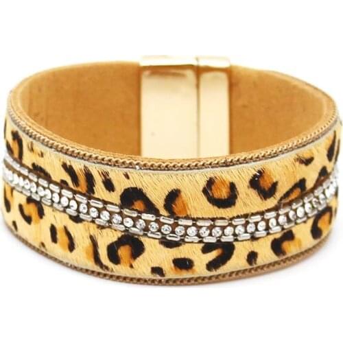 TOTABC Leopard Leather Bracelets for Women Fashion Bracelets & Bangles Elegant Wide Wrap Bracelet Female Jewelry