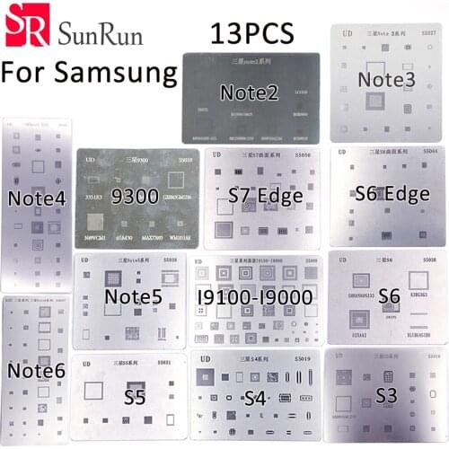 13pcs BGA Stencil Direct Heating Reballing for samsung i9100 9300 Note2 Note3 Note4 Note5 Note6 S3 S4 S5 S6 S6Edge S7Edge